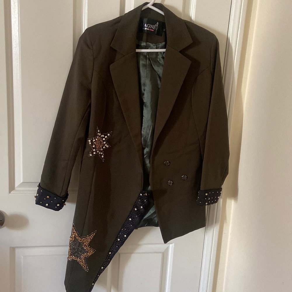 Magnet stylish jacket, army green with studs